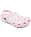 Crocs Girls Pink Kids Classic Glittered Rubber Clogs 6-9 Years In Pink Milk