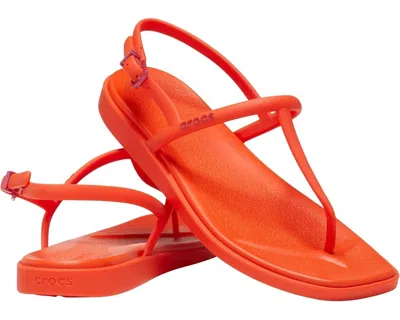 Crocs Miami 209793-84j Sandals Womens Orange Square Toe Thong Flip Flop Kfc681