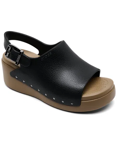 Crocs Women's Dylan Studded Platform Slide Sandals From Finish Line In Black,sepia Studded
