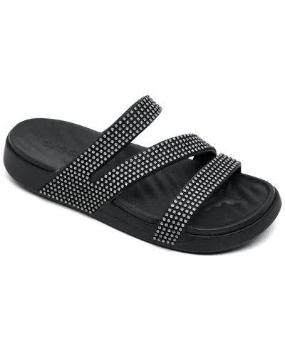 Crocs Women's Getaway Gems Strappy Sandals From Finish Line In Black