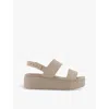 Crocs Womens Latte Mushroom Brooklyn Double-strap Low-wedge Rubber Sandals