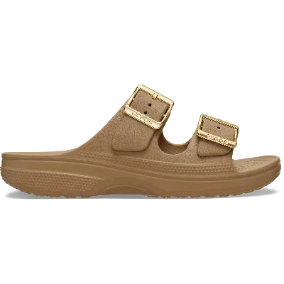 Crocs Women's Metallic Buckle Saturday Sandal In Brown