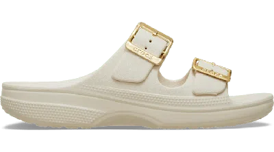 Crocs Women's Metallic Buckle Saturday Sandal In White