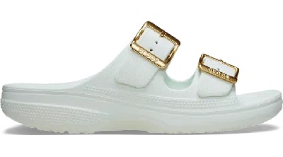 Crocs Women's Metallic Buckle Saturday Sandal In White