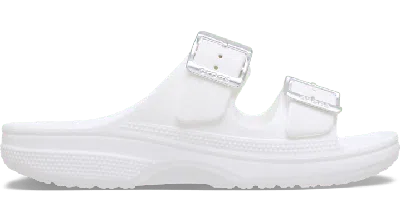 Crocs Women's Metallic Buckle Saturday Sandal In White/silver