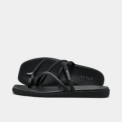 Crocs Women's Miami Metallic Toe Loop Sandals In Black