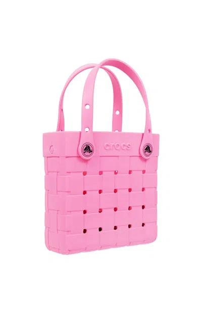 Crocs Women's Pink Small Woven Crossbody Tote Bag