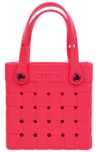 Crocs Women's Raspberry Small Woven Sbody Tote Bag In Pink