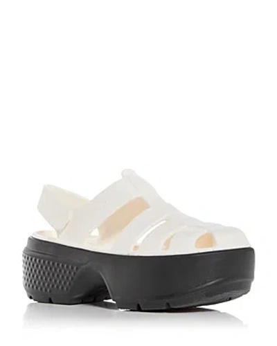 Crocs White Stomp Fisherman Sandals In Chalk