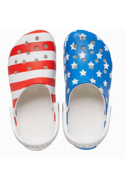 Crocs Women's Usa Pattern Lightweight Cozy Sandals In White/multi