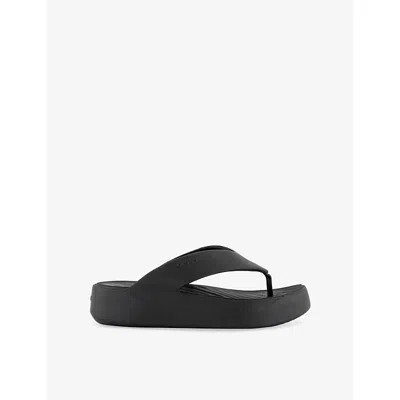CROCS WOMENS BLACK GETAWAY PLATFORM RUBBER FLIP FLOPS EUR 38/5 UK