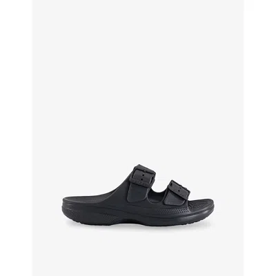 Crocs Womens Black Saturday Two-strap Rubber Sandals Eur 38/5 Uk In Multi