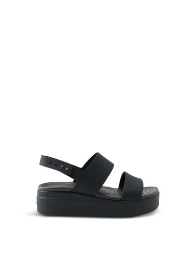 Crocs Womens Brooklyn Low Wedge Sandals In Black
