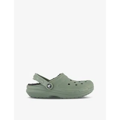 Crocs Womens  Classic Lined Rubber Clogs In Moss Kelp