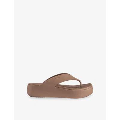 Crocs Womens Getaway Platform Rubber Flip Flops Milk Chocolate Eur 40 / 7 Uk In Brown