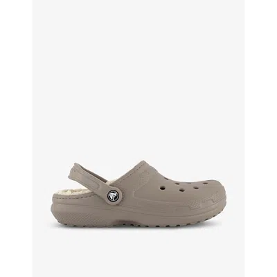 Crocs Womens Classic Shearling-lined Rubber Clogs Mushroom Bone Eur 40 / 7 Uk In Gray