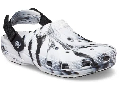 Crocs Work Classic Adjustable Slip Resistant Clog Shoes Black/white Marbled : In Multi