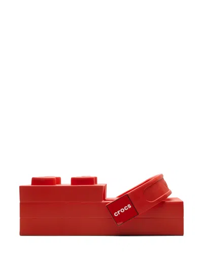 Crocs X Lego Brick Embossed Clogs In Red
