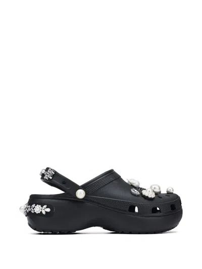 Crocs X Simone Rocha Floral-detail Mules In Black