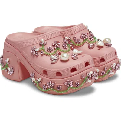 Crocs X Simone Rocha Siren Clog With Crystal & Faux Pearl Jibbitz™ In Power Pink