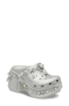 Crocs X Simone Rocha Spiked Siren Platform Clog In Metallic Silver