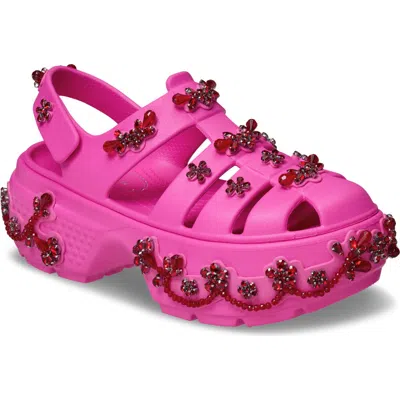 Crocs X Simone Rocha Stomp Platform Fisherman Sandal In Electric Pink