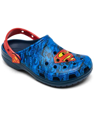 Crocs X Superman Big Kids Classic Clogs From Finish Line In Blue