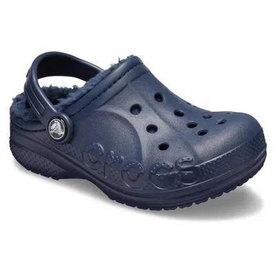 Crocs Kids' Youth  Baya- Clogs Blue Fleece Lined Slip On Casual Shoes Jzz605
