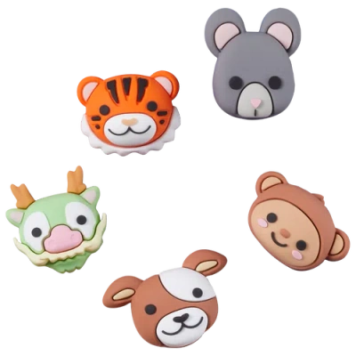Crocs Youth   3d Animals Mix Face 5 Pack In Orange/gray