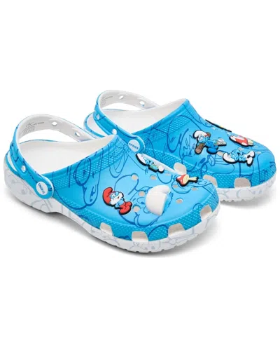 Crocs Kids' Youth  Smurfs Classic-90h Clogs Blue Multi Heel Strap Shoes Jax44