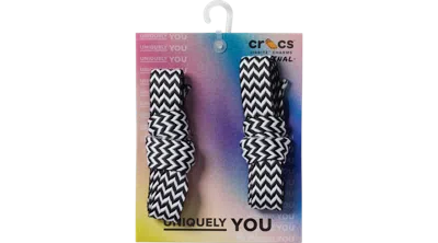 Crocs Zigzag Flat Laces 2 Pack Blk/whi In Gray