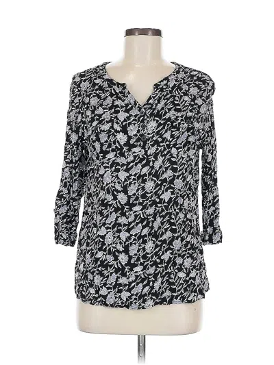 Pre-owned Croft & Barrow 3/4 Sleeve Blouse In Black