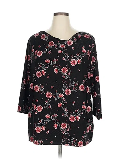 Pre-owned Croft & Barrow 3/4 Sleeve Blouse In Black