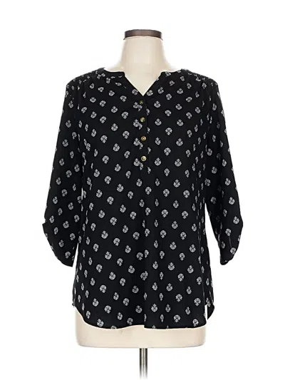 Pre-owned Croft & Barrow 3/4 Sleeve Blouse In Black