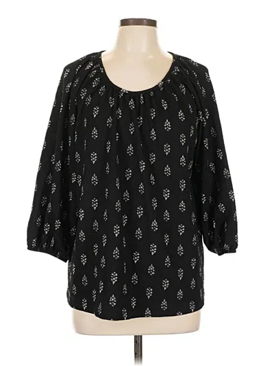Pre-owned Croft & Barrow 3/4 Sleeve Blouse In Black