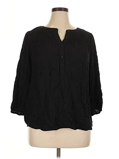 Pre-owned Croft & Barrow 3/4 Sleeve Blouse In Black