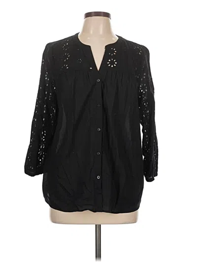 Pre-owned Croft & Barrow 3/4 Sleeve Blouse In Black