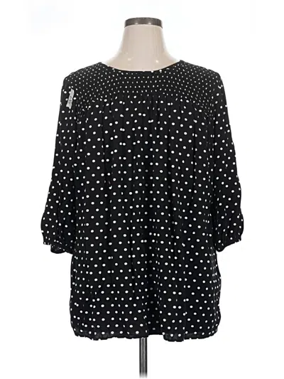 Pre-owned Croft & Barrow 3/4 Sleeve Blouse In Black