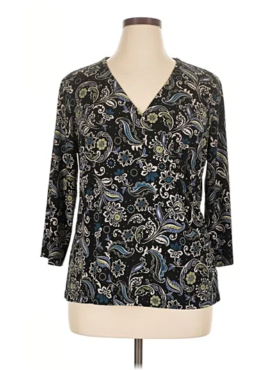 Pre-owned Croft & Barrow 3/4 Sleeve Blouse In Black