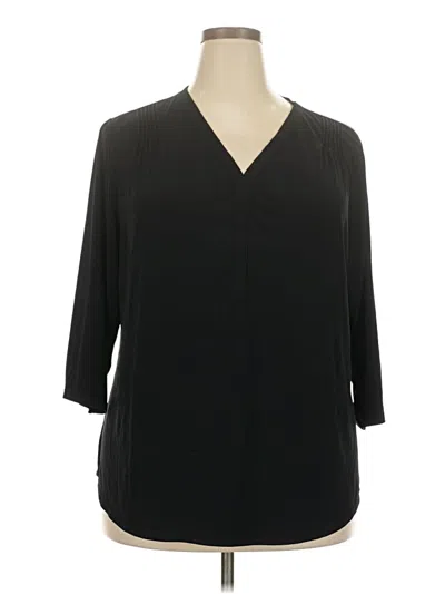 Pre-owned Croft & Barrow 3/4 Sleeve Blouse In Black