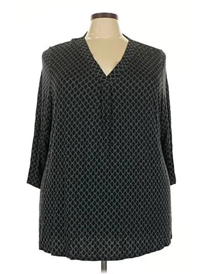 Pre-owned Croft & Barrow 3/4 Sleeve Blouse In Black