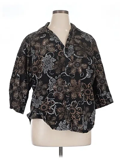 Pre-owned Croft & Barrow 3/4 Sleeve Blouse In Black