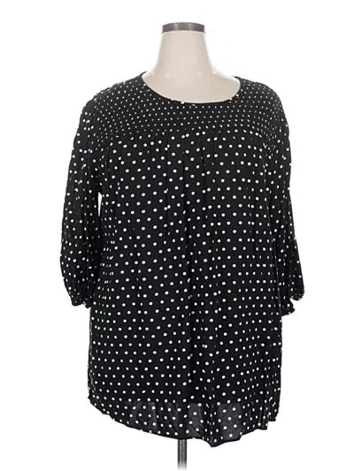Pre-owned Croft & Barrow 3/4 Sleeve Blouse In Black