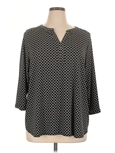 Pre-owned Croft & Barrow 3/4 Sleeve Blouse In Black