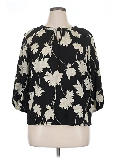 Pre-owned Croft & Barrow 3/4 Sleeve Blouse In Black