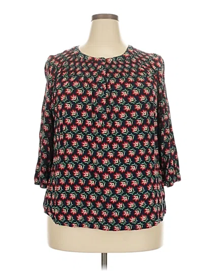 Pre-owned Croft & Barrow 3/4 Sleeve Blouse In Black