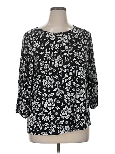 Pre-owned Croft & Barrow 3/4 Sleeve Blouse In Black