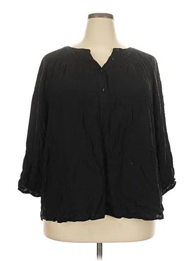 Pre-owned Croft & Barrow 3/4 Sleeve Blouse In Black