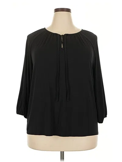 Pre-owned Croft & Barrow 3/4 Sleeve Blouse In Black