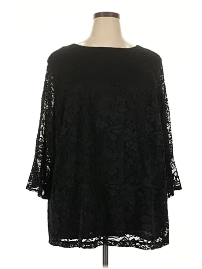 Pre-owned Croft & Barrow 3/4 Sleeve Blouse In Black